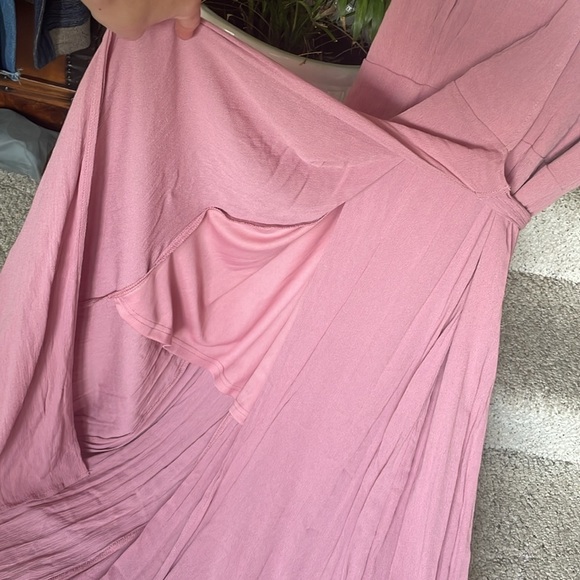 NWT Bluivy True Wrap Pink Flutter Sleeve Maxi Dress M/L - Picture 4 of 9